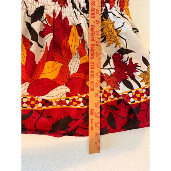 Ashley‎ Stewart 2X Tunic Top Red Floral Tie Neck Short Sleeve Blouse Fall Boho - Picture 8 of 8